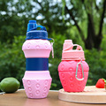 新品铂金硅胶折叠儿童运动水壶 跨境草莓伸缩水瓶子water bottle