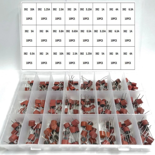 240Pcs 382 392 熔断圆柱形保险丝 0.5A-10A电源 PCB 保险套件