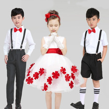 六一儿童演出服背带裤幼儿舞蹈蓬蓬纱裙小学生大合唱表演服装男女