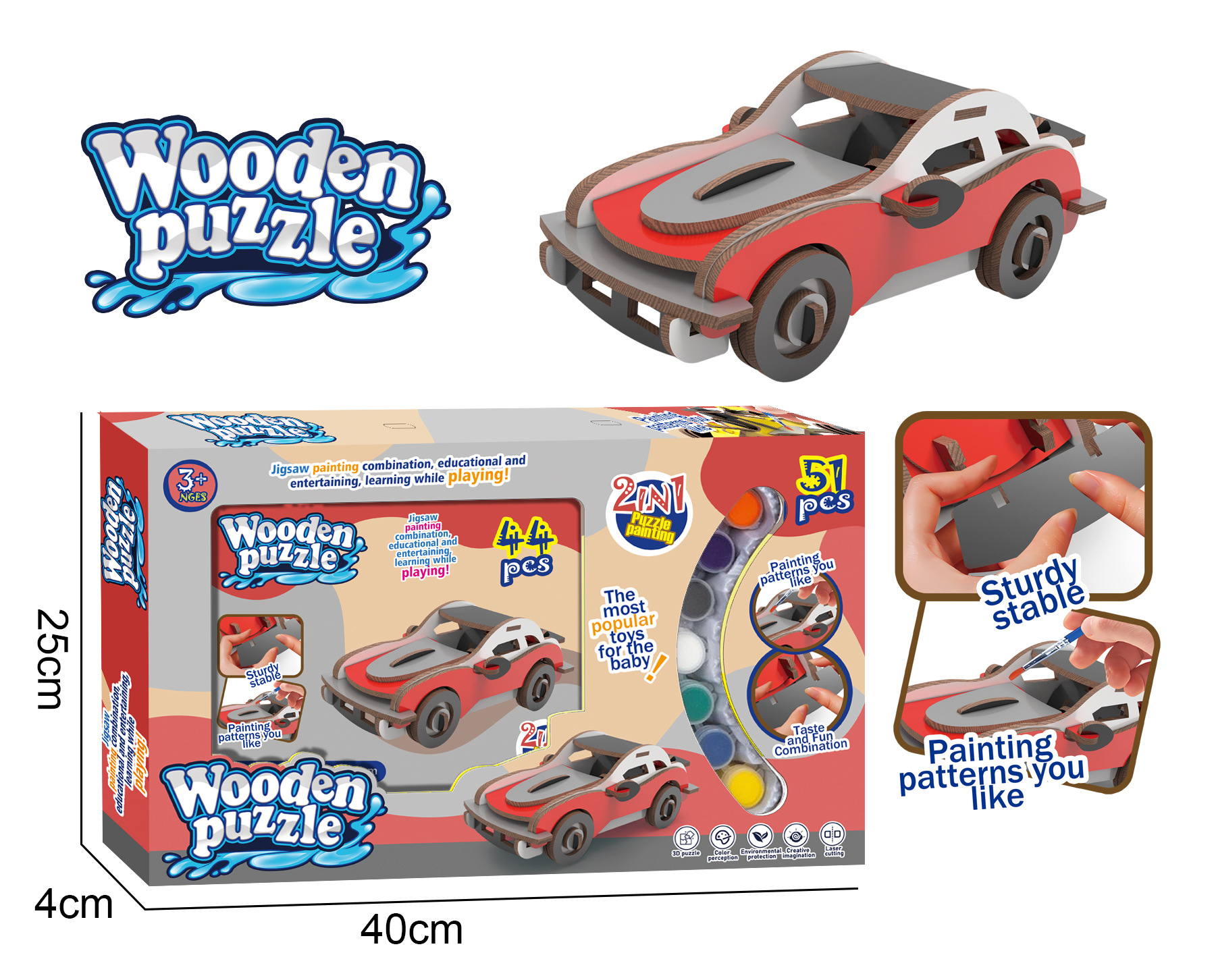 Puzzles de madera transfronterizos DIY 2 en 1 colorido graffiti puzzle puzzle juguetes de regalo para niños regalos lotes