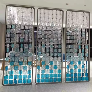 定制渐变水晶方块亚克力屏风隔断酒店大堂售楼处艺术装饰背景隔断