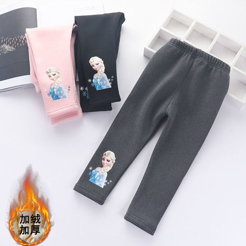 Princess Elsa girls' leggings autumn and winter new thin velvet trousers for baby girls to wear as outerwear, fashionable children's trousers