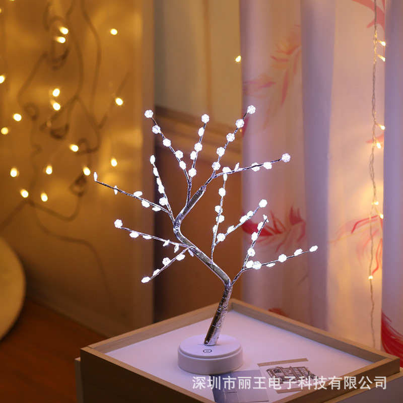 하얀 빛 눈송이 나무 램프 60 램프