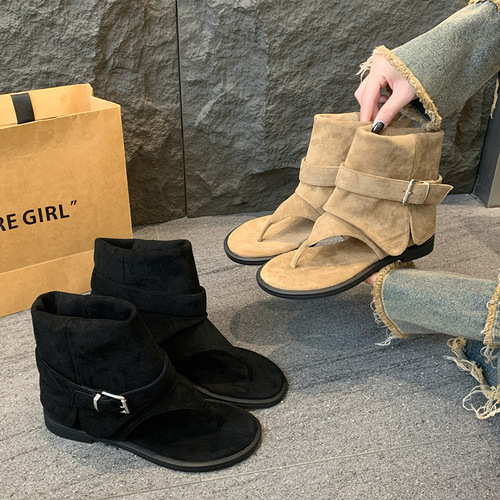 Women's Jeans Boot Sandals Summer Toe Sandals Women's 2025 New Flat Herringbone Sandals Retro Women's Shoes Summer
