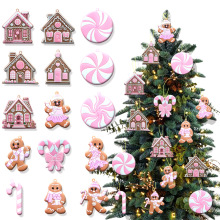 15件姜饼人圣诞节饰品挂饰圣诞树装饰pvc软胶工厂制订量大价优
