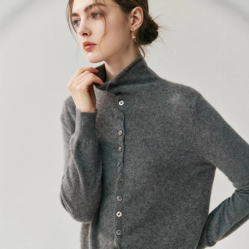 Fluffy Cloud-Like Cashmere Wool Rolled-Edge Cardigan, Lazy-Style Two-Way Knit Sweater, High-Neck Sweater Fluffy Cloud-Like Cashmere Wool Rolled-Edge Cardigan, Lazy-Style Two-Way Knit Sweater, High-Neck Sweater