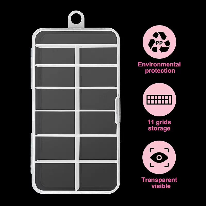 美甲甲片半透明收纳空盒13格甲片盒假指甲片空盒收纳饰品展示盒子
