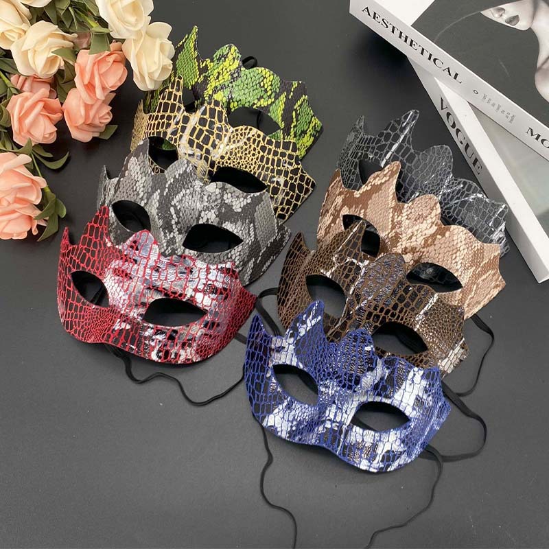 Nuevo baile de máscaras adulto piel de serpiente piel de cocodrilo diversión accesorios de fiesta lindos extraños princesas máscaras de hombres y mujeres