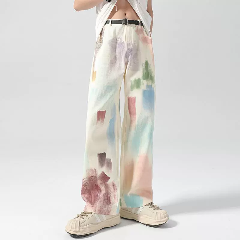 Летние джинсы, штаны в стиле хип-хоп, свободный крой
