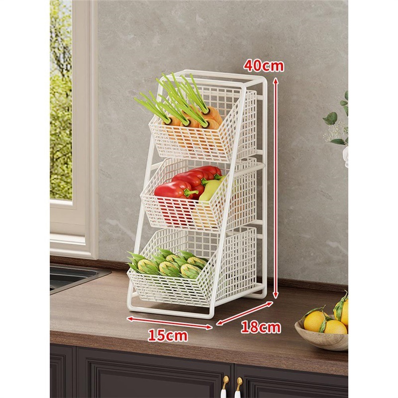 キッチン野菜収納バスケットデスクトップフルーツ収納バスケット多層スナック収納バスケット大容量コンパートメントオーガナイザー|undefined