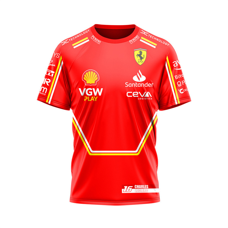Cross-Border 2024F1 Racing Ferrari Team Hot-Selling New 3D Digital Printing Short-Sleeved T-Shirt Cross-Border 2024F1 Racing Ferrari Team Hot-Selling New 3D Digital Printing Short-Sleeved T-Shirt
