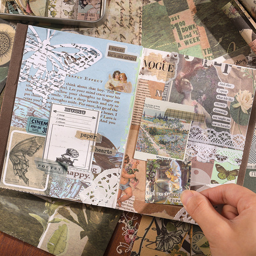 Retro style handbook gift box set student notebook handbook material set spree gift box sticker stationery