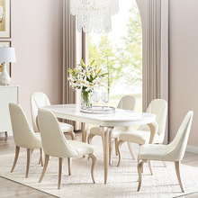 美式轻奢餐桌大理石实木餐桌椅法式奶油家具现代简约餐厅桌子组合