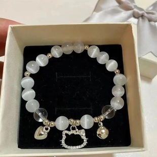 Douyin same style KT cat lovely bell diy bracelet female handmade beaded girlfriends bracelet gift for girlfriend student