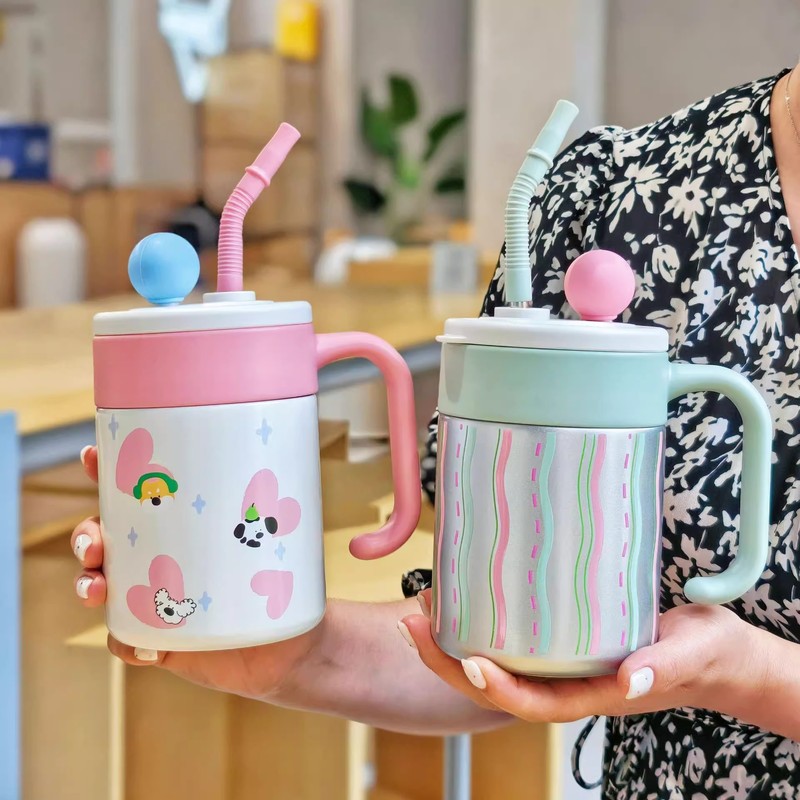 陶瓷内胆保温杯女生高颜值2025新款桌面吸管水杯带茶仓办公室保冷|undefined