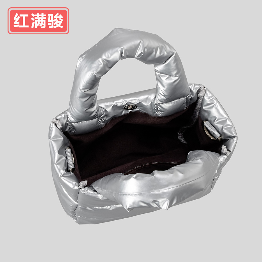 Solid color nylon small design shoulder bag with down
