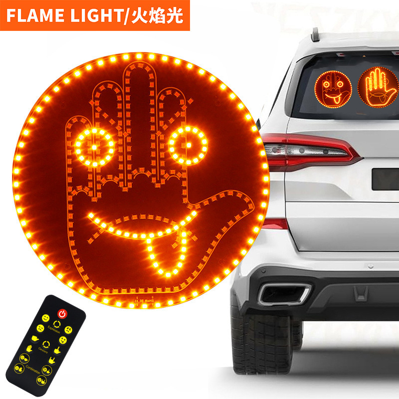 国境を越えた車載led趣味表情ランプ笑顔ランプ後窓多機能警告ジェスチャーランプ手のひらランプ|undefined