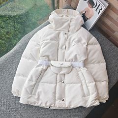高品质P家气质通勤风腰带包包连帽收腰显瘦面包服羽绒服外套