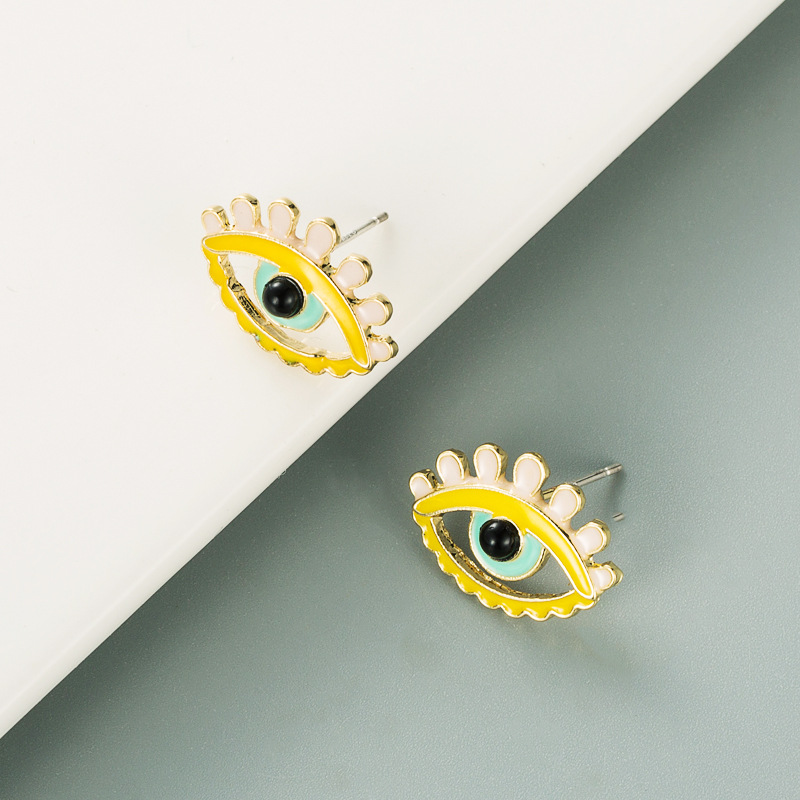 Fashion Devil's Eye Shape Dripping Color Stud Earrings display picture 7