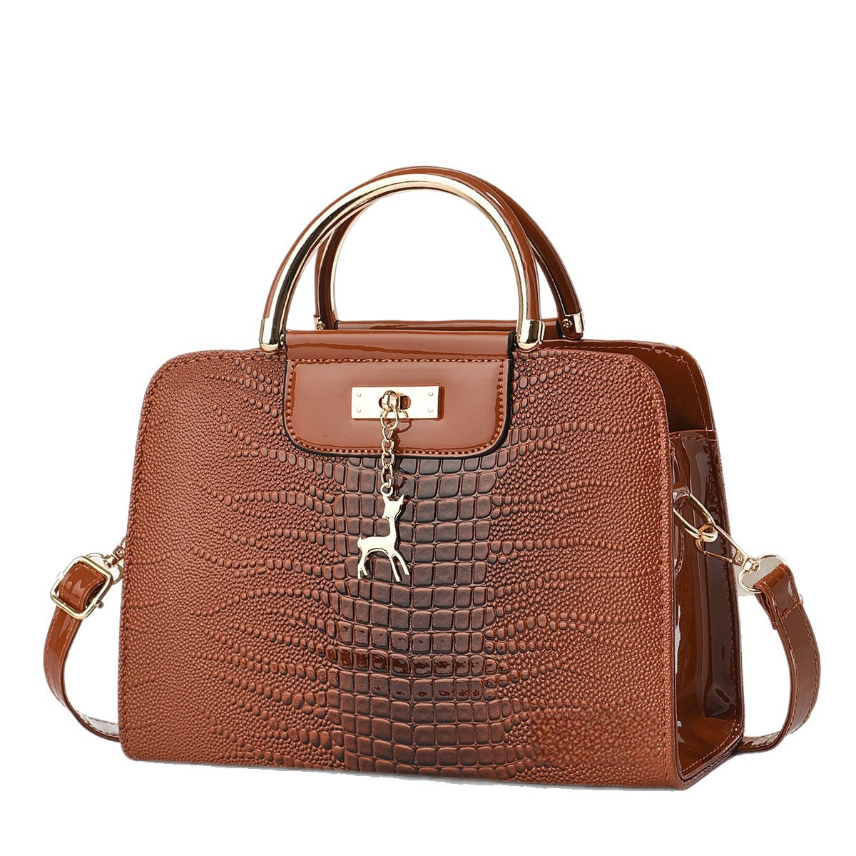 Bolso de mujer con estampado de cocodrilo 2025 nuevo bolso de mensajero elegante de cuero brillante bolso de mujer personalizado bolso de mujer de moda de un solo hombro