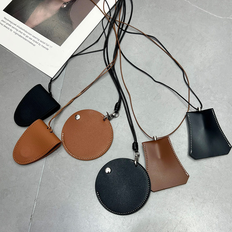 Cross-border New Storage Bag Hanging Neck Bluetooth Headset Glasses Key Leather Portable Cool Wind Bag Necklace Cross-border New Storage Bag Hanging Neck Bluetooth Headset Glasses Key Leather Portable Cool Wind Bag Necklace