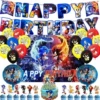 20 Sonic the Hedgehog Party Supplies Set [Flag + Cake Card + Balloon + Background Cloth + Aluminum Film Balloon]