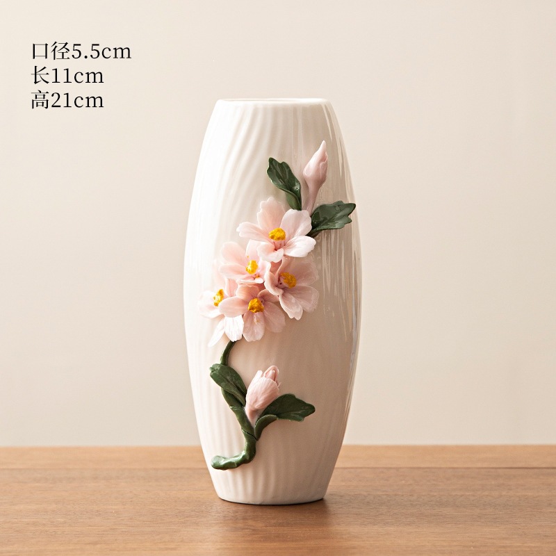 Cerámica de jade hecha a mano pura flores peonía flor floral sala de estar flor floral casera flor seca jarrón de flores comedor