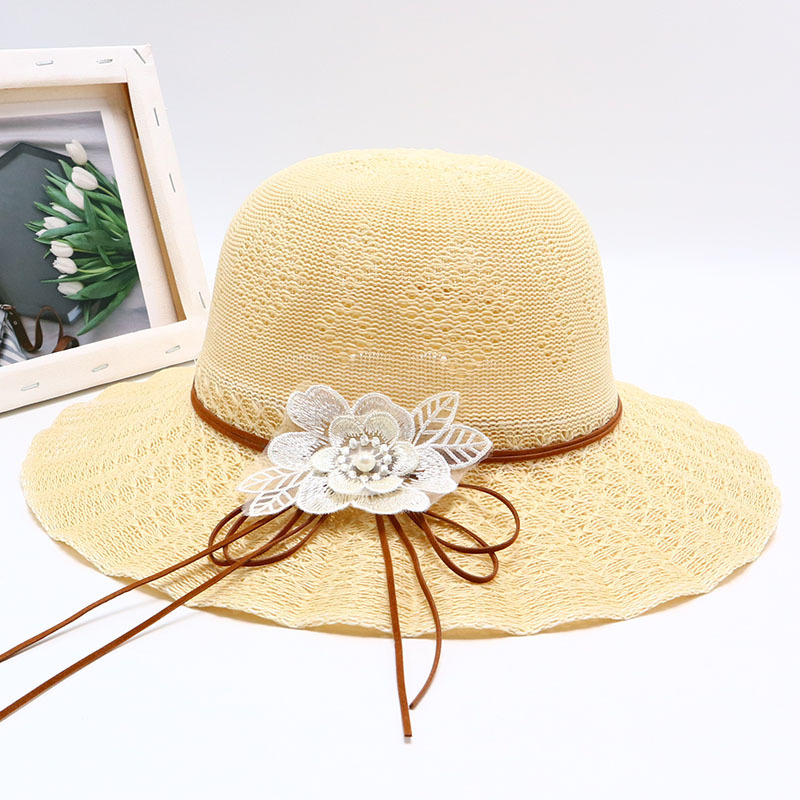 Nuevo sombrero de paja para mujer, sombrero de playa junto al mar, sombrero para el sol de verano de moda salvaje, protector solar, sombrero para el sol de protección UV