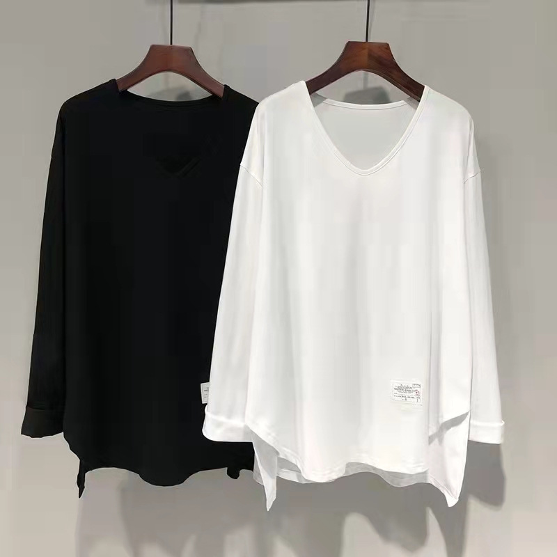 Maternity clothes autumn irregular long-sleeved T-shirt 2023 Spring and Autumn Mid-length cotton V-neck bottoming shirt top inner wear Maternity clothes autumn irregular long-sleeved T-shirt 2023 Spring and Autumn Mid-length cotton V-neck bottoming shirt top inner wear