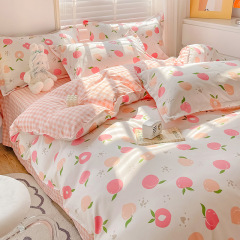 水洗棉小清新四件套床上用品可愛少女公主風床單被套宿舍三件套