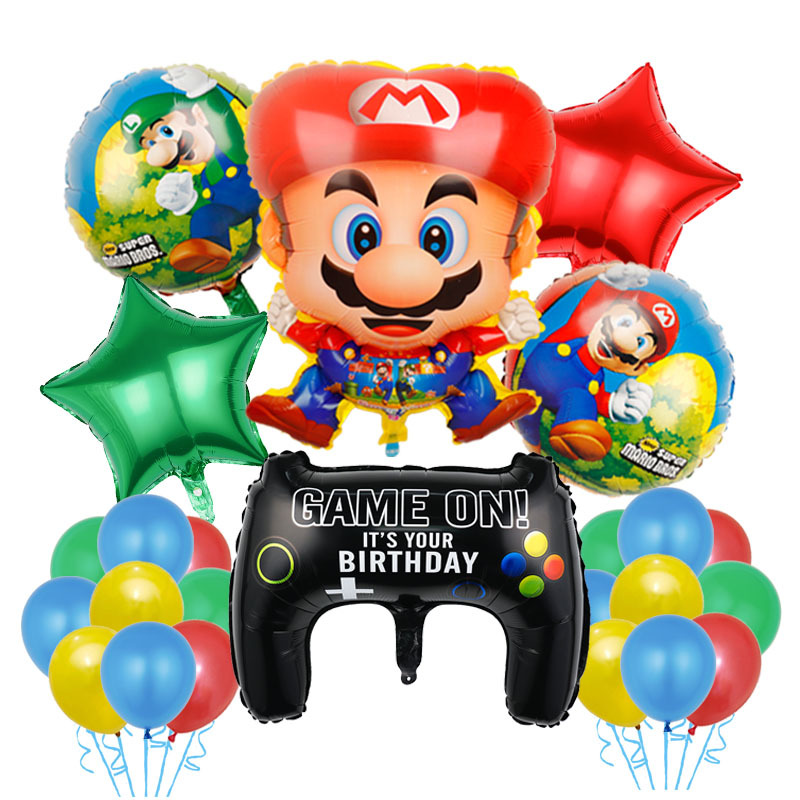 Transfronterizo Mario modelado de globos de aluminio Mario tema juego de cumpleaños diseño de juguete decoración del partido papel de aluminio