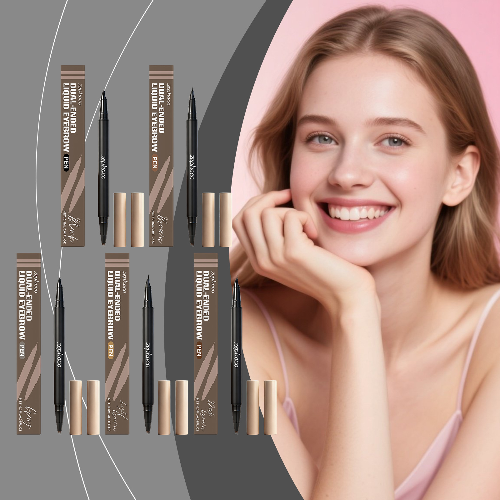 zephoco二合一液体眉笔系列  自然立体流畅顺滑上妆日常眉形修饰