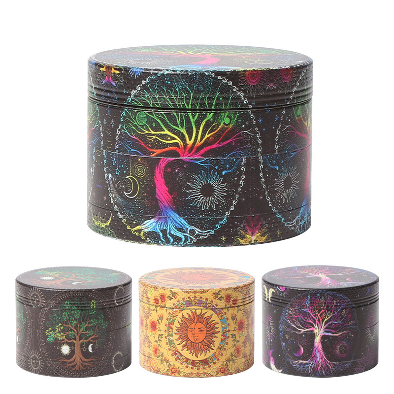 Cross-border hot-selling uv color printing all-inclusive cigarette grinder 50mm four-layer zinc alloy multi-color metal grinder GRINDER Cross-border hot-selling uv color printing all-inclusive cigarette grinder 50mm four-layer zinc alloy multi-color metal grinder GRINDER