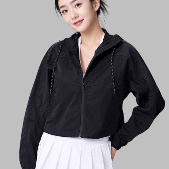 Spring and Summer Sports Jacket Lulu Same Fitness Breathable Top UV Protection Short Outdoor Thin Sunscreen Clothing for Women