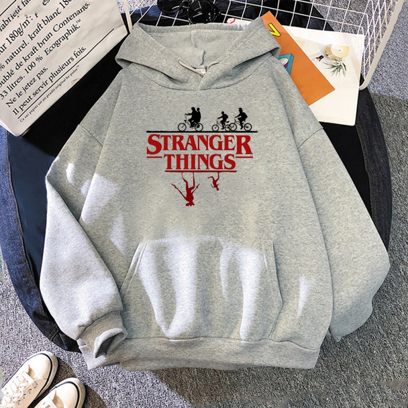 Stranger Things Stranger Things Printed Pullover Hoodie Fleece-Lined Jacket Sweatshirt Hoodie Cross-Border