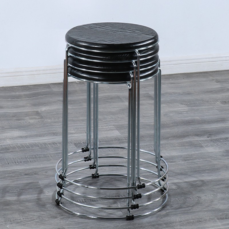 Taburetes redondos de madera sólida taburetes de acero inoxidable taburetes caseros apilables taburetes de hierro forjado dormitorio taburetes de comedor para adultos