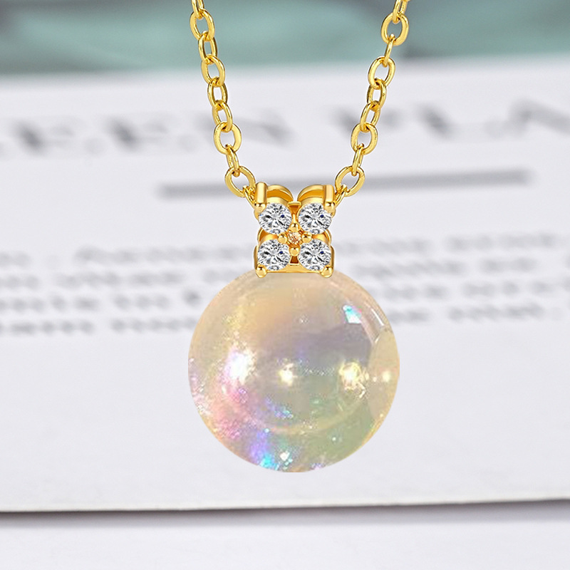 Plastic acrylic emerald green pendant with zircon pearl