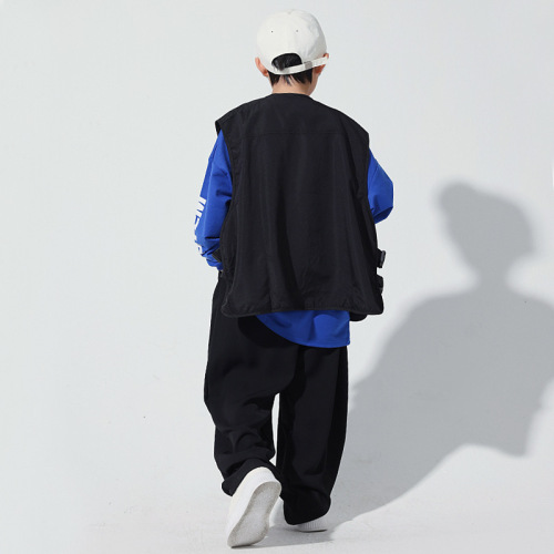 New Korean-style girls' jazz dance costume for children, featuring a crop top for trendy little girls, children's street dance performance attire.