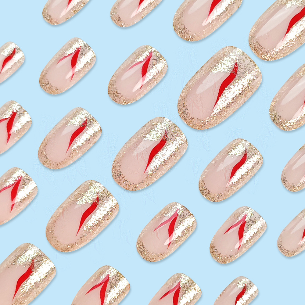 Ventas transfronterizas de polvo dorado brillante manicure personalidad hot chick nail patch al por mayor dulce y cool wear nail patch