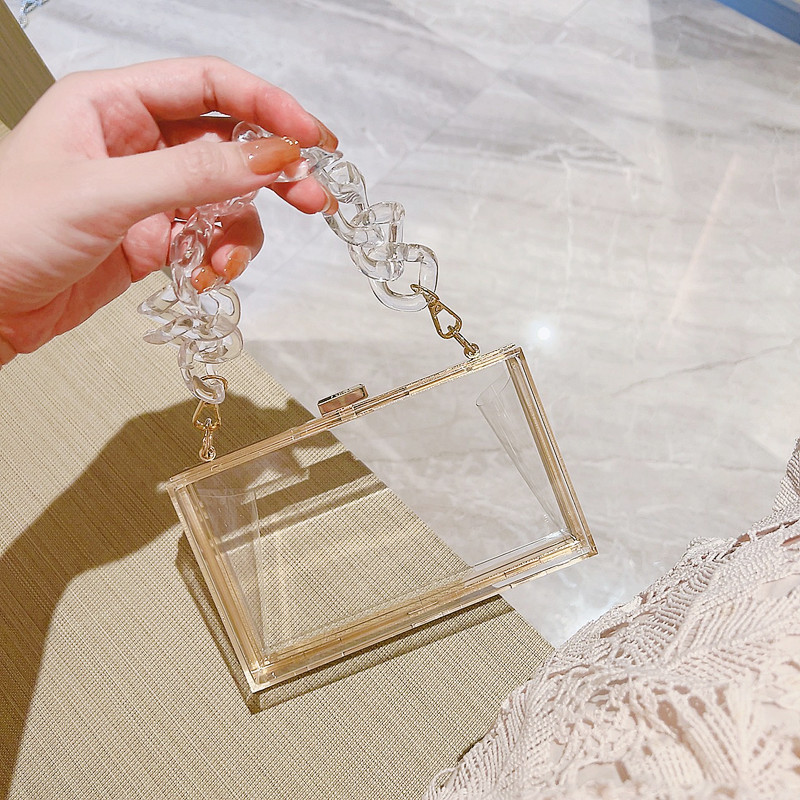 2025 Acrílico transfronterizo bolsas de cena de damas bolsas de caja de moda transparente bolsas de noche bolsas de mano de fiesta