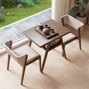 J^ Balcony One Table and Two Chairs Solid Wood Soft-Packed Small Table and Chair Set for Home Use, Small Apartment Creative Leisure Tea Drinking Table and Chair Set