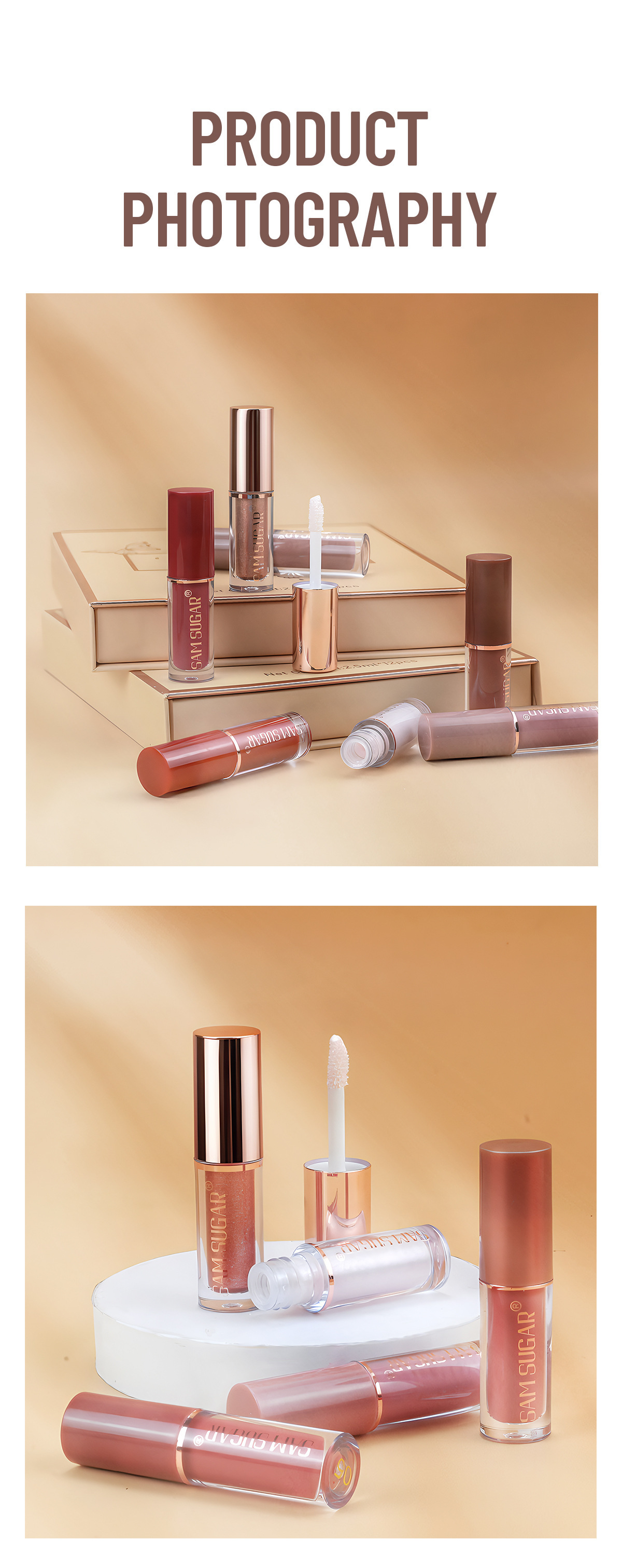 SAM Sugar 12-color Book Lip Gloss set Matte velvet non-stick cup lip gloss lipstick details Picture