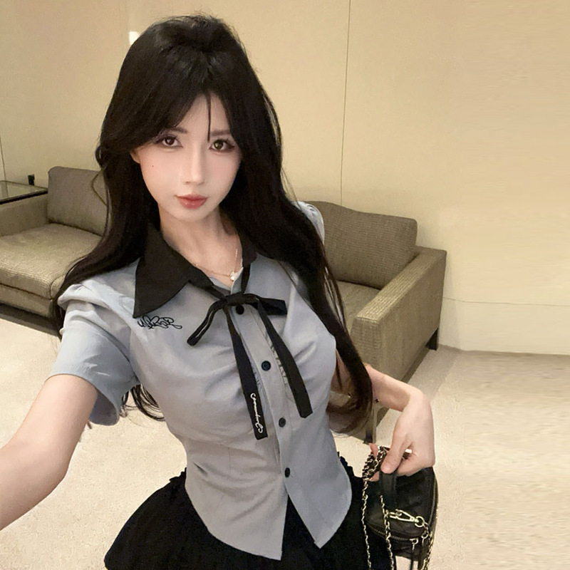 18YX2569欧米2025国境を越えた対外貿易韓系JK制服ギャルは腰刺繍上着ケーキスカートセットを収めた|undefined