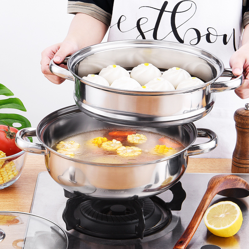 Stainless Steel Steamer Pot for Home Use, Gift, Multi-purpose Steamer Pot for Induction Cooker, Kitchen Double-layer Steamer
