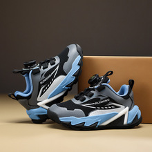 儿童旋转纽扣童鞋秋季新款男童网面波鞋小学生轻便跑步鞋实体批发