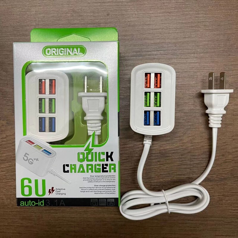 New Socket Long Charger 6usb Suitable for Apple and Android Phones Universal Multi-port Charging Head Strip Export 3a