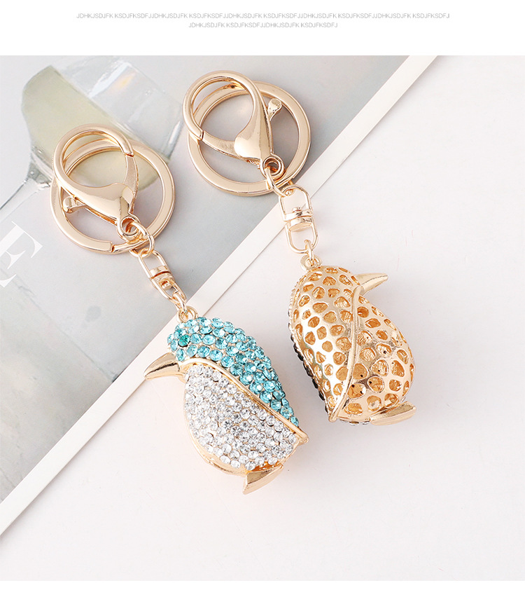 Cartoon Penguin Car Keychain Diamond Studded Bag Accessory Gift_voghion.com