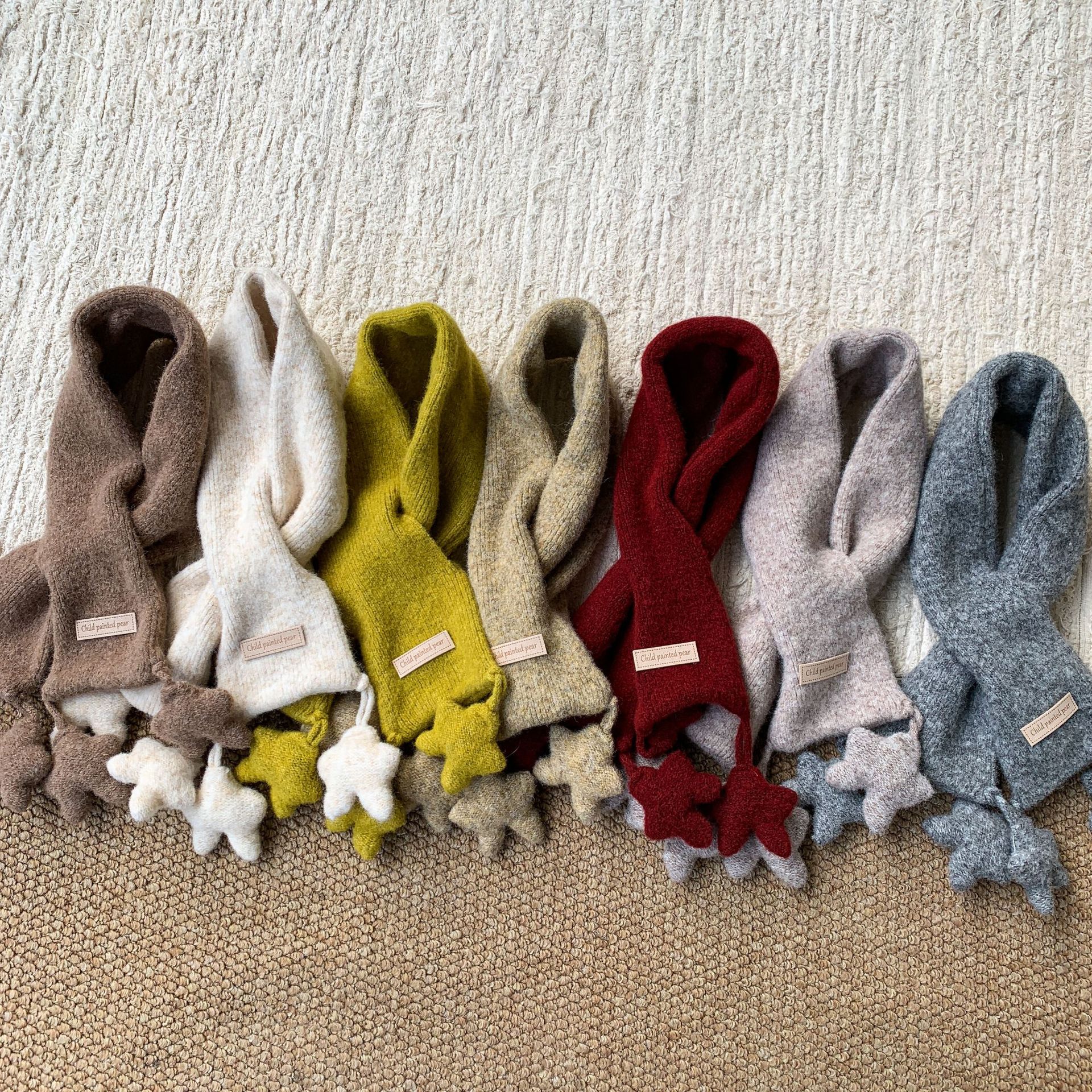 Bufandas de invierno para niños 2025 nuevo engrosado calentamiento estrellas de lana de punto para niñas baby bib