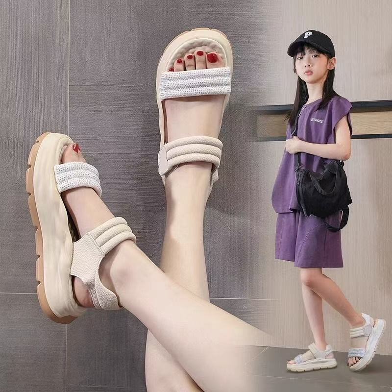 Sandalias de niñas 2026 primavera y otoño nuevos zapatos de princesa suave para niños pequeños zapatos de playa de moda zapatos casuales de diamante romanos image 3