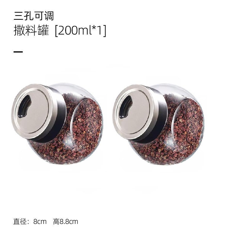 Botella de espolvorín de vidrio sin plomo de cocina, tapa porosa giratoria, botella de condimento especial para barbacoa, tubo de polvo de pimienta, tubo de caja de palillo de dientes